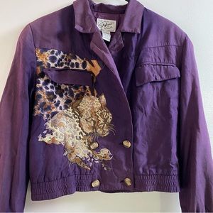 Vintage Suzelle Jaguar Bomber Jacket - Purple - Size Small